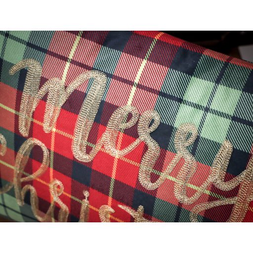 Klasszikus kockás karácsonyi díszpárna töltettel