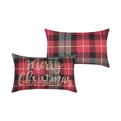 Klasszikus kockás karácsonyi díszpárna töltettel