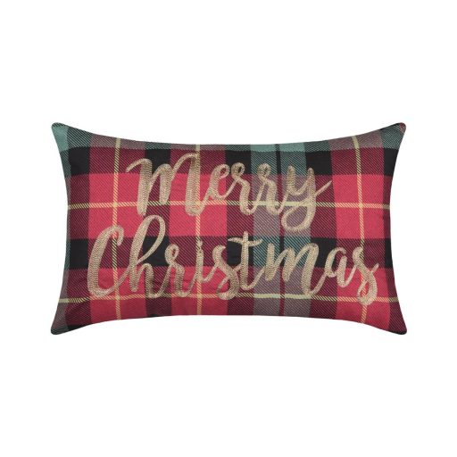 Klasszikus kockás karácsonyi díszpárna töltettel