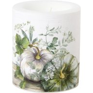   Green/white pumpkin tökös, átvilágítós gyertya 10,5 cm IHR