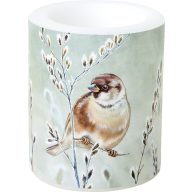 Winter melody madaras, átvilágítós gyertya 10,5 cm IHR