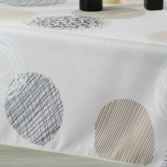 "Creamy" Kör mintás, bézs vízlepergető asztalterítő, L-es, 148x200 cm