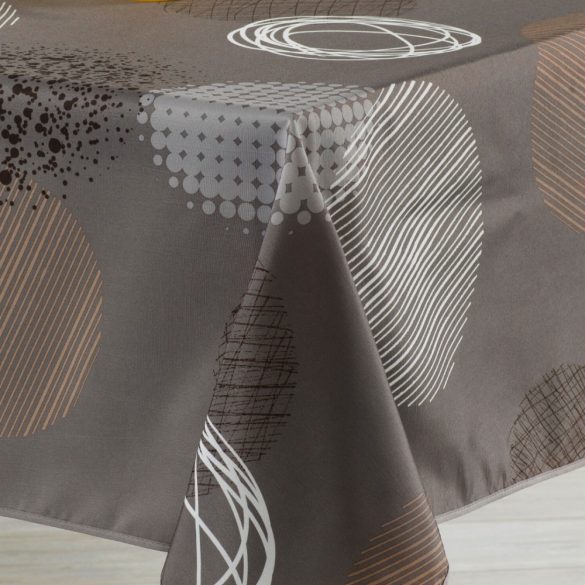 Taupe kör mintás taupe színű szennytaszító asztalterítő, XL-es, 148x240 cm