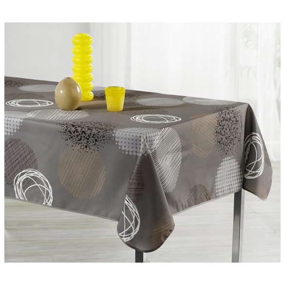 "Taupe" Kör mintás taupe színű vízlepergető asztalterítő, XL-es, 148x240 cm