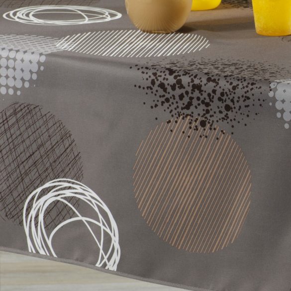 "Taupe" Kör mintás taupe színű vízlepergető asztalterítő, L-es, 148x200 cm