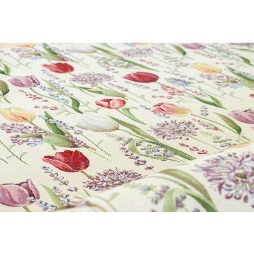 Tavaszi tulipánmező gépi gobelin szövet, 140 cm széles