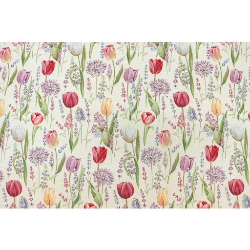 Tavaszi tulipánmező gépi gobelin szövet, 140 cm széles