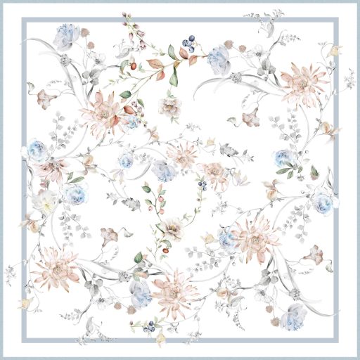 FLORES pasztell kék virág mintás asztalterítő, 100x100 cm