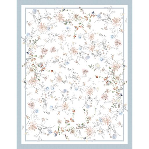 FLORES pasztell kék virág mintás 140x240 cm asztalterítő 