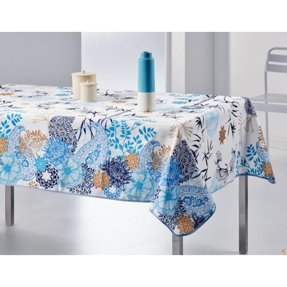Marbella kék-fehér szennytaszító asztalterítő, M-es, 148x130 cm