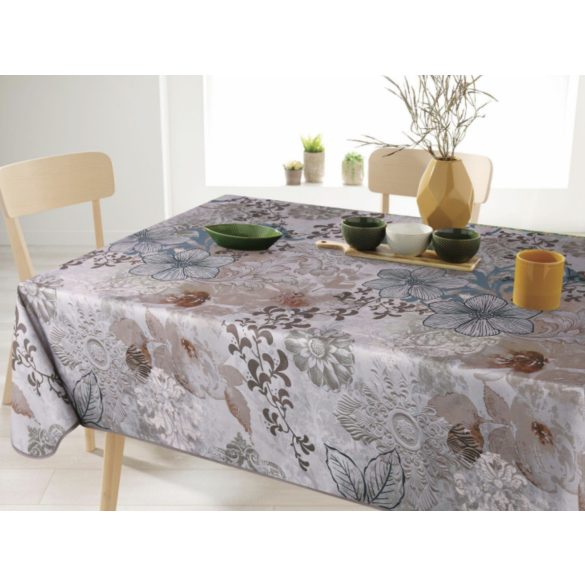 Floral dream barna színű szennytaszító asztalterítő, XL-es, 148x240 cm
