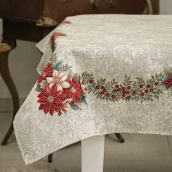 Nikolaus mikulásvirágos asztalterítő, L-es, ezüst lurex