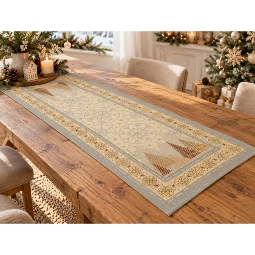 Modern karácsony asztali futó, 37x100 cm, arany lurex