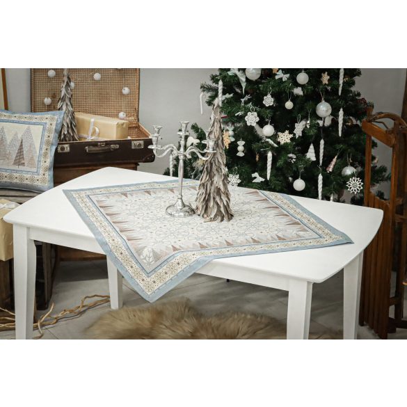 Modern karácsony asztalközép, ezüst lurex