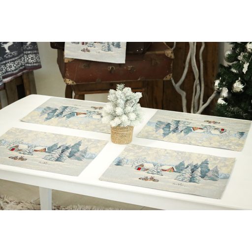 White forest nyuszik a hóban tányéralátét, ezüst lurex UTOLSÓ DB