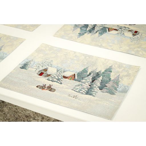 White forest nyuszik a hóban tányéralátét, ezüst lurex UTOLSÓ DB