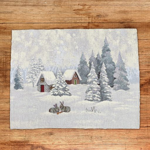 White forest nyuszik a hóban tányéralátét, ezüst lurex UTOLSÓ DB