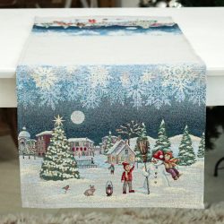 Frosty karácsonyi hóemberes kis futó, ezüst lurex
