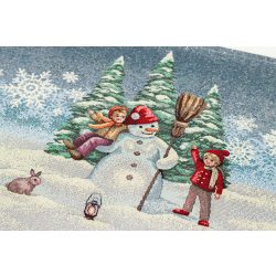 Frosty karácsonyi hóemberes tányéralátét, ezüst lurex