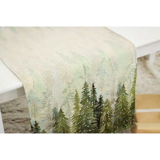 Golden forest fenyőfás asztali futó, 37x100 cm, arany lurex