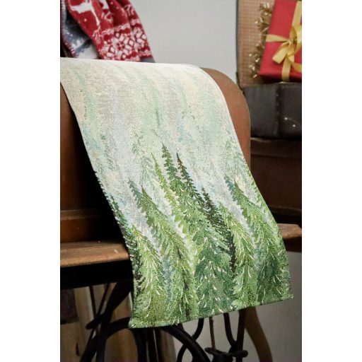 Golden forest fenyőfás asztali futó, 37x100 cm, arany lurex