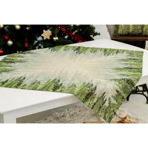 Golden forest fenyőfás asztalterítő, 96x100 cm, arany lurex