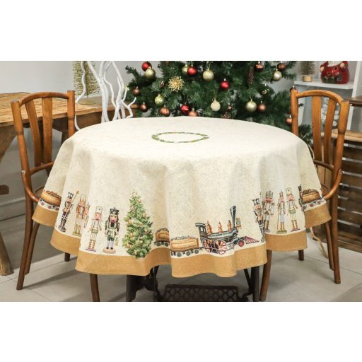 Diótörős, arany szélű asztalterítő, kör alakú, 160 cm, arany lurex UTOLSÓ DB