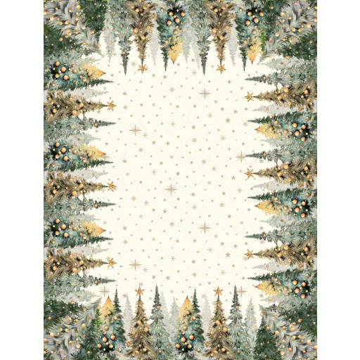 Csillogó erdő, ünnepi asztalterítő, 137x180 cm, arany lurex