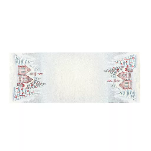 Mézeskalácsos asztali futó, 44x140 cm, ezüst lurex