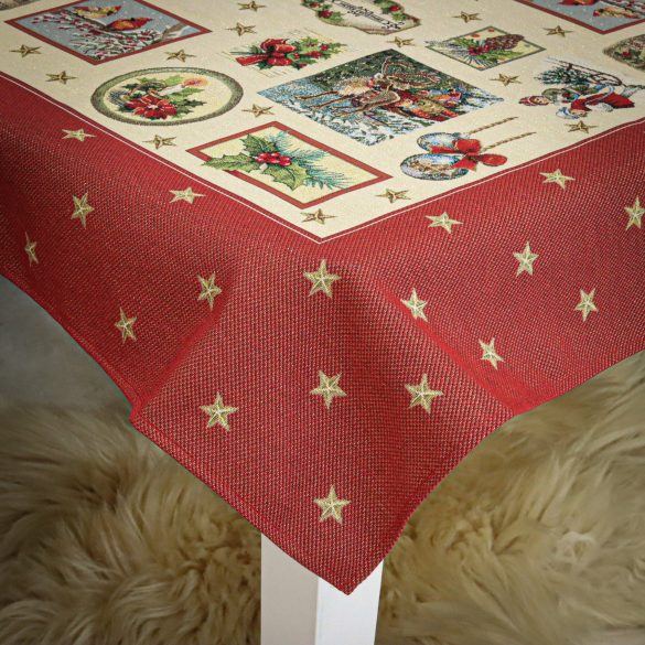 Karácsonyi képeslap asztalközép, arany lurex