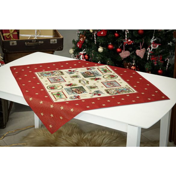 Karácsonyi képeslap asztalközép, arany lurex
