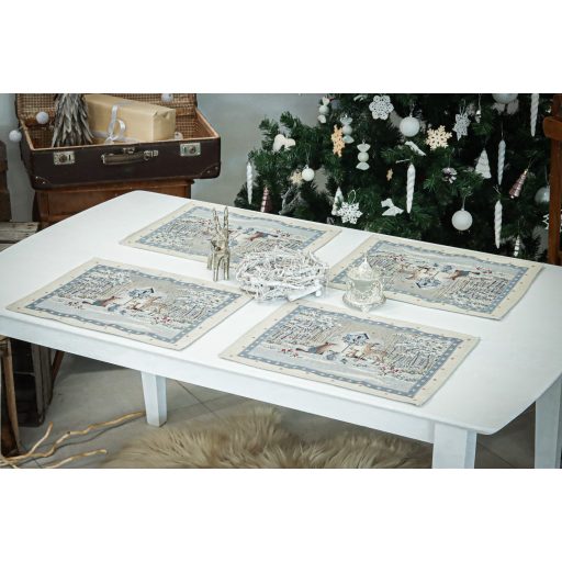 Téli erdő tányéralátét, ezüst lurex