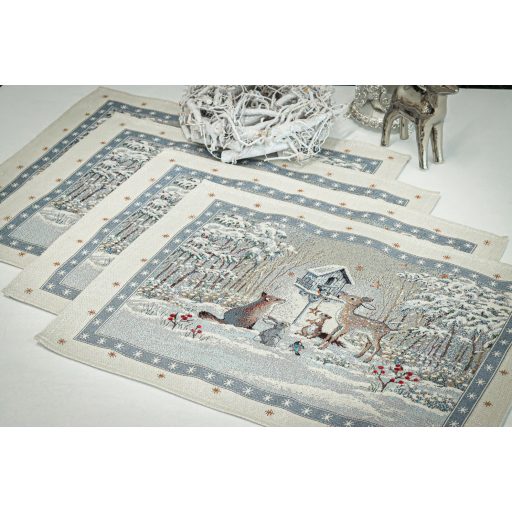 Téli erdő tányéralátét, ezüst lurex