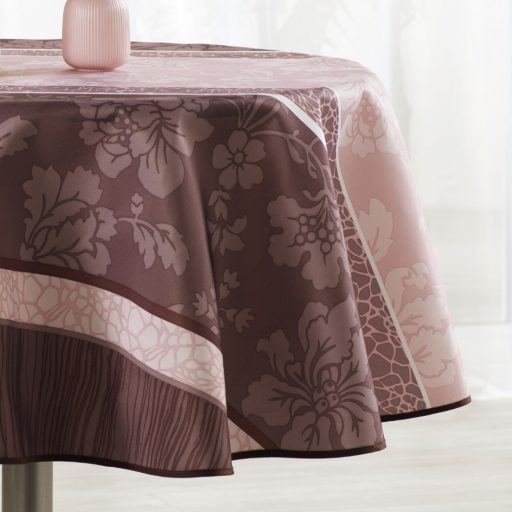 Violet virág mintás szennytaszító, kör alakú asztalterítő, 160 cm