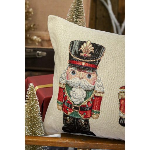 Nutcrackers diótörők díszpárna huzat töltettel, hosszúkás, arany lurex