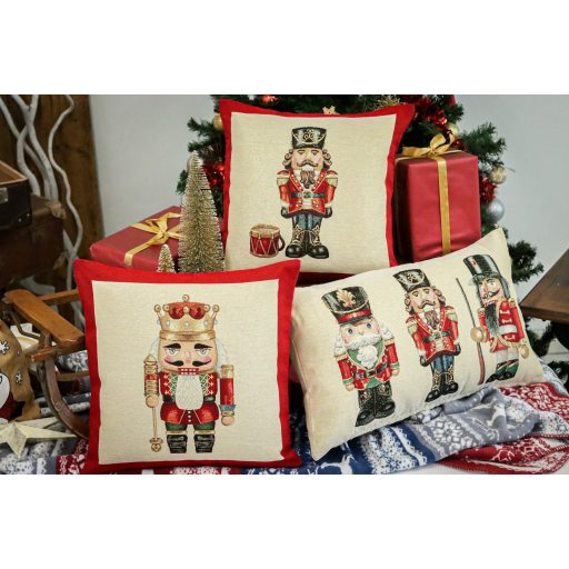 Nutcrackers diótörők díszpárna huzat töltettel, hosszúkás, arany lurex