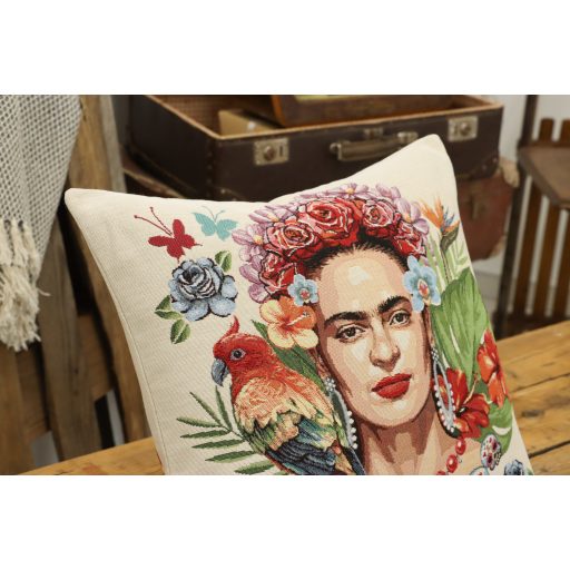 Frida Kahlo, papagájos díszpárna huzat
