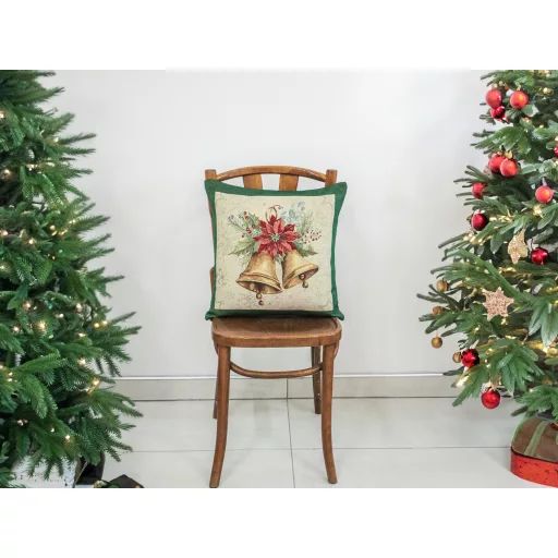 Bells csengős, ünnepi díszpárna huzat, arany lurex