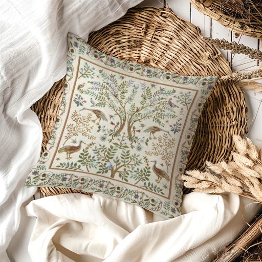 Ősi kert (fehér) díszpárna huzat