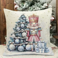 Pink diótörős díszpárna huzat, lurex nélkül