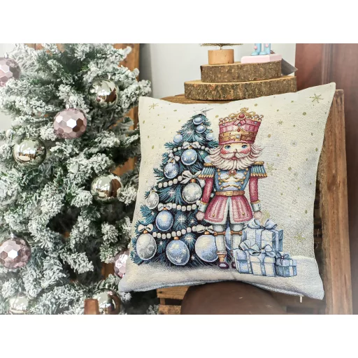 Pink diótörős díszpárna huzat, lurex nélkül