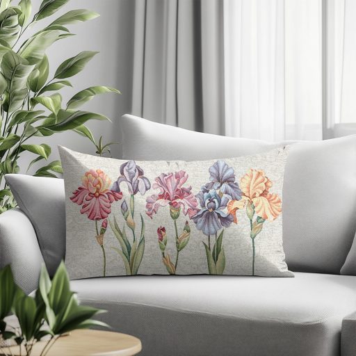 Írisz trio virágos díszpárna huzat töltettel, 50x70 cm