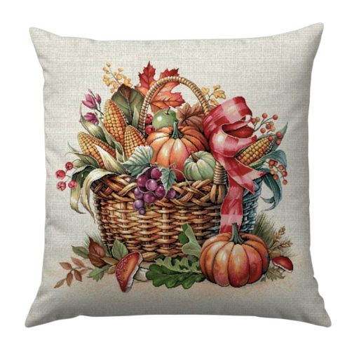 Őszi kosaras, tökös díszpárna huzat