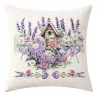 Levendulás, madárházas díszpárna huzat
