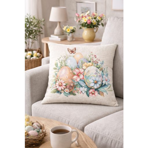 Pasztell húsvéti tojásos díszpárna huzat