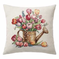 Tulipános virágcsokor kannában díszpárna huzat
