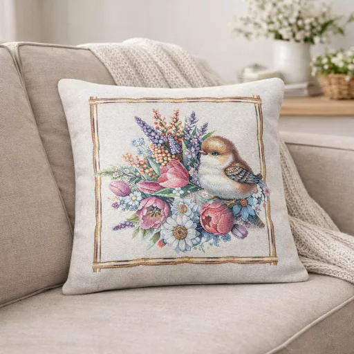 Tavaszi madárdal díszpárna huzat