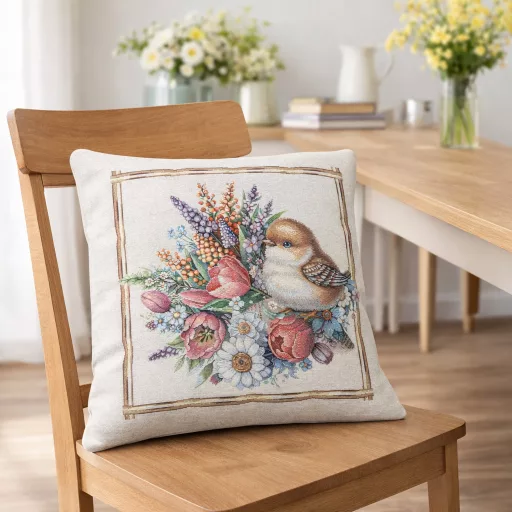 Tavaszi madárdal díszpárna huzat