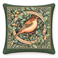 Erdei madár, zöld keretes (A) díszpárna huzat