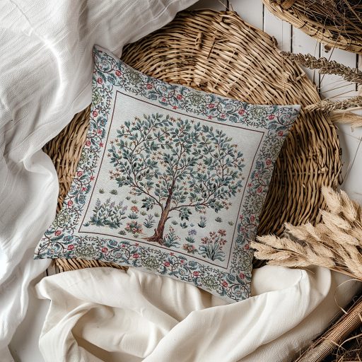 Életfa (fehér) díszpárna huzat